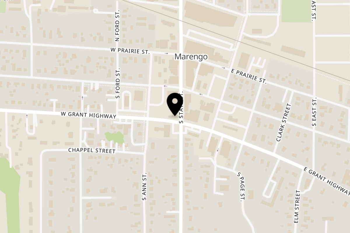 Map showing the location of Abbondanza Cucina on 228 South State Street in Marengo